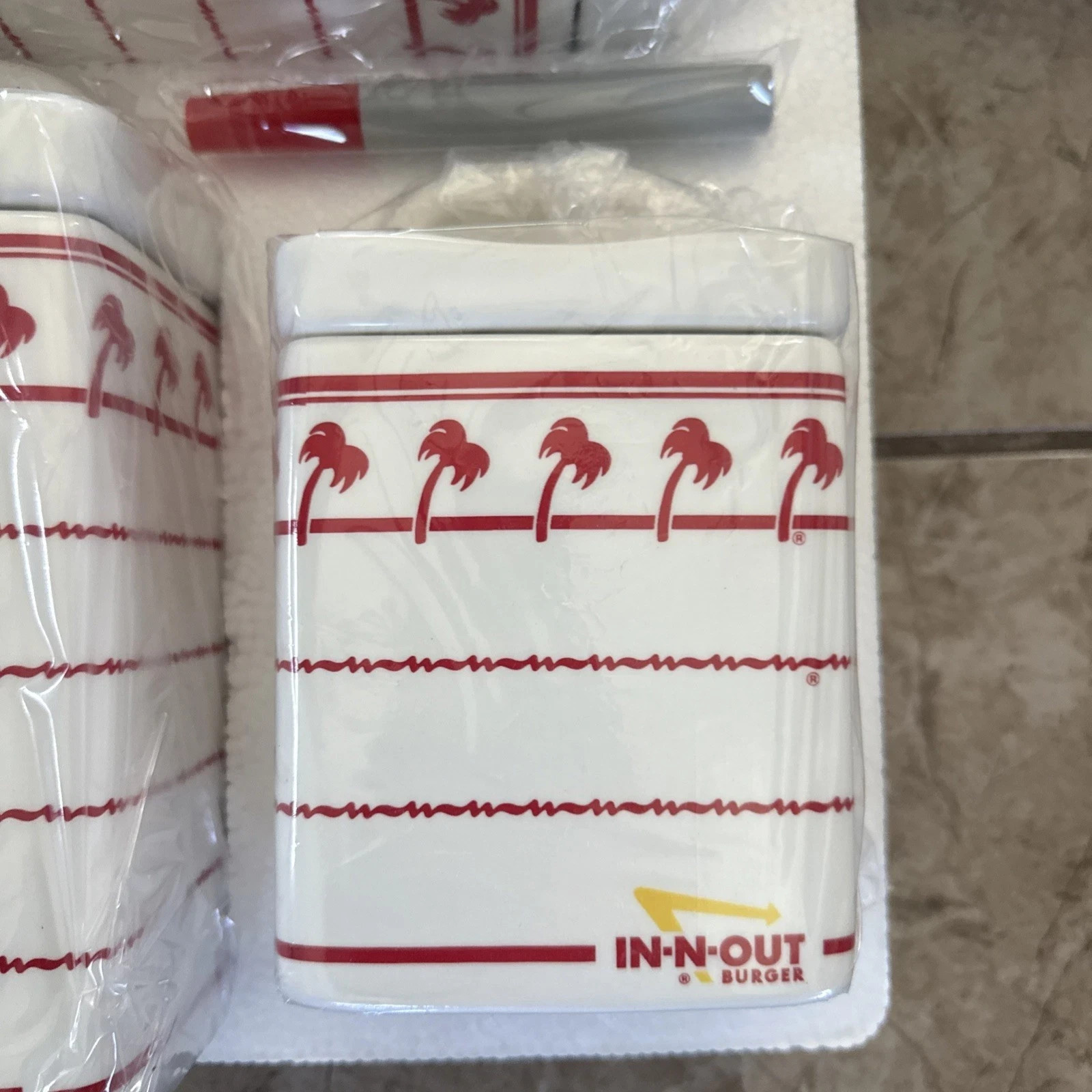 New! In-N-Out Burger Restaurant Ceramic Canister Jar 3-Piece Set Limited Edition