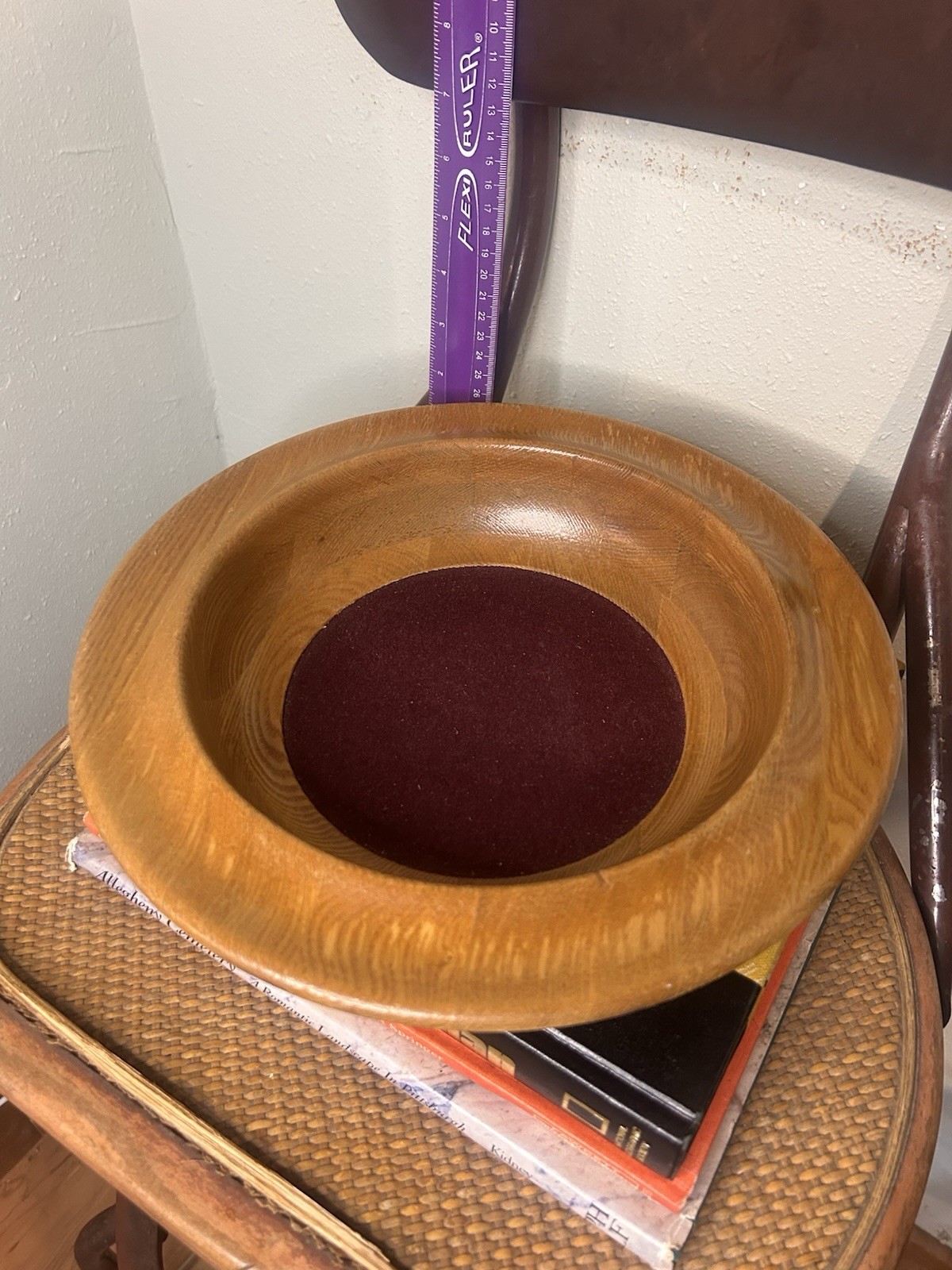 Vintage Church Wooden Offering Plate Bowl Burg Felt Pad Church Chapel 12” 1950s