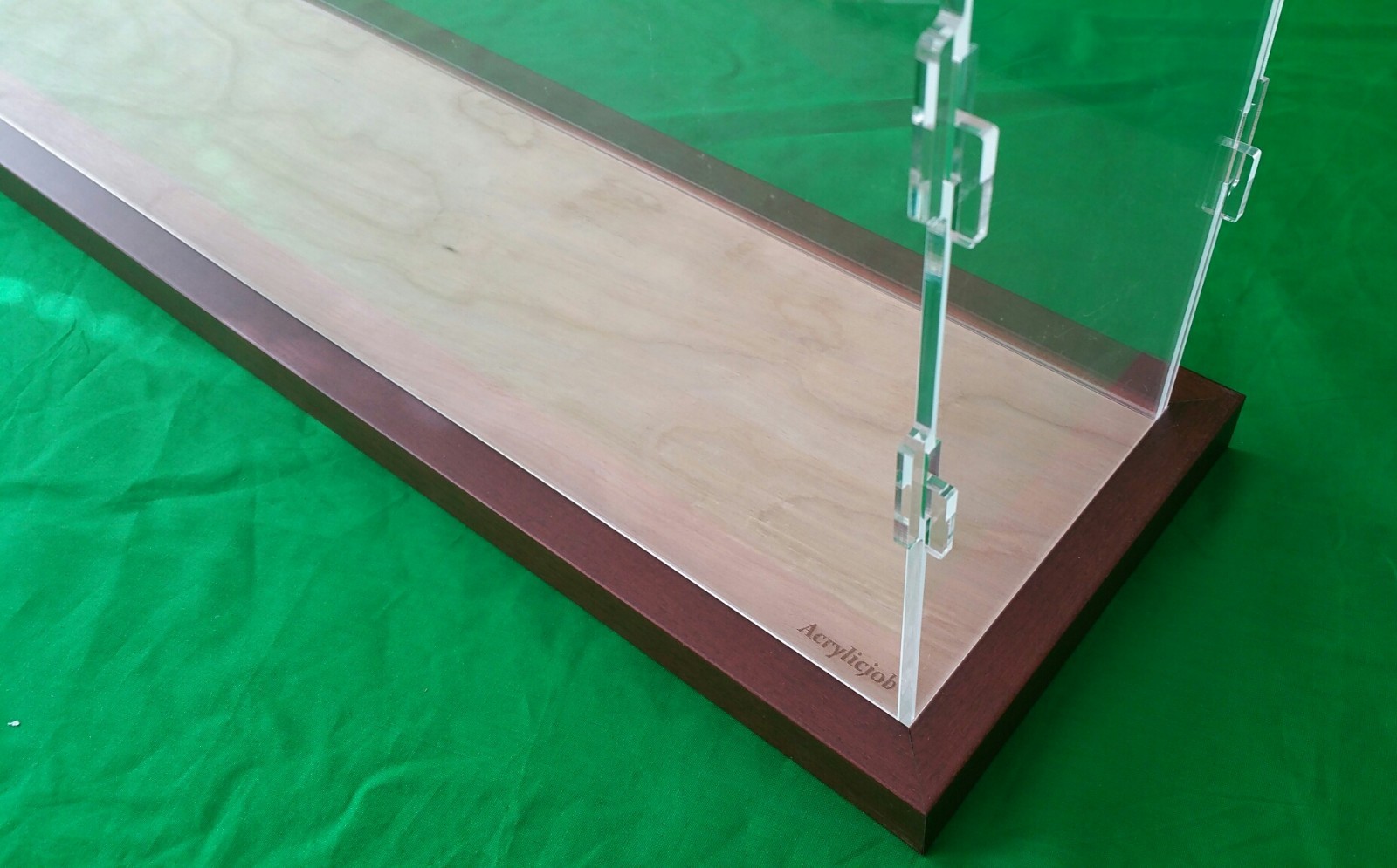 30.5″L x 10.8″W x 5.6″H display case with 3/16″ thick acrylic brown wood frame