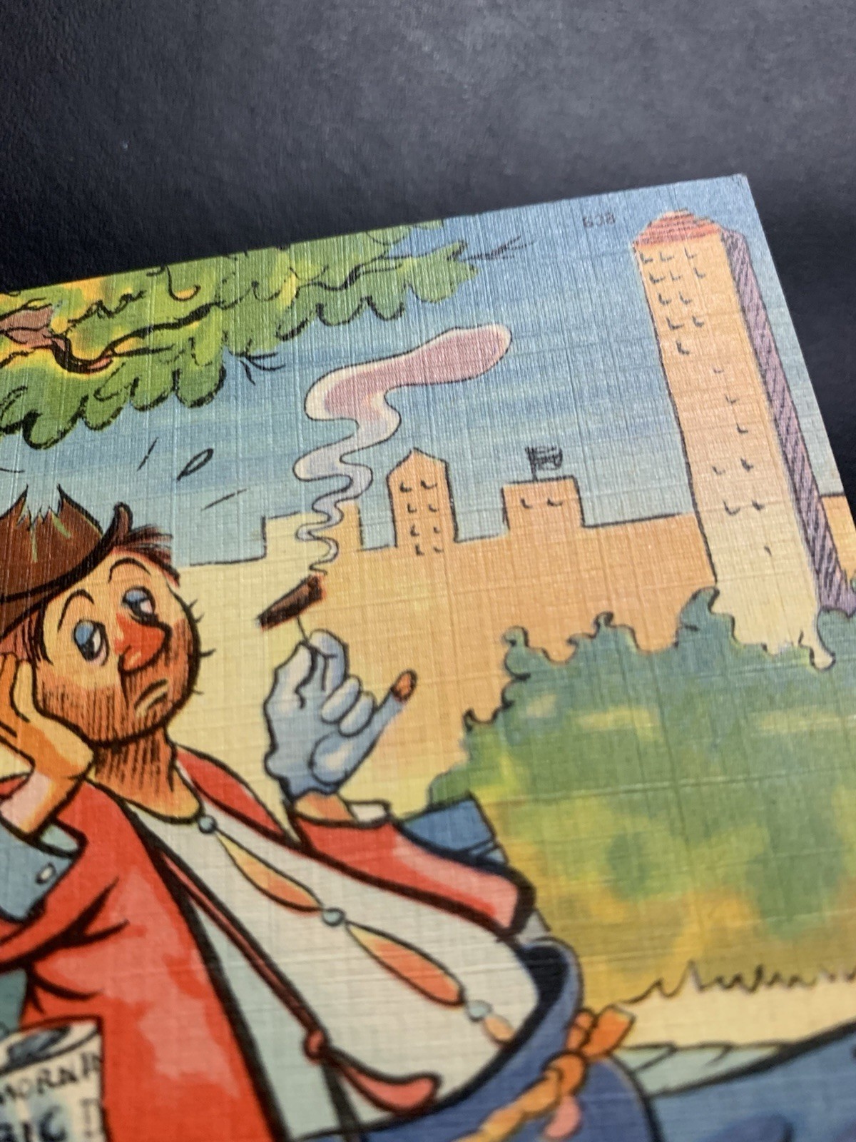 Men Comic Satire Colourpicture Postcard Vintage Man Comedy Hobo on Park Bench