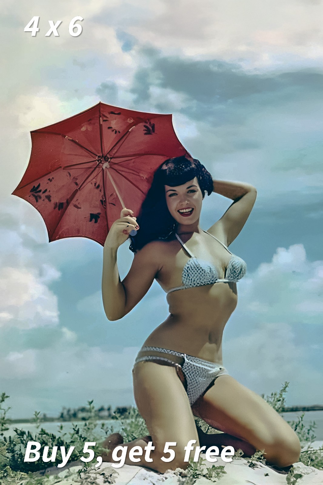 4×6 🟢 – Bettie Page – Hollywood Portrait – 1960s – Archive Print – Publicity Ph