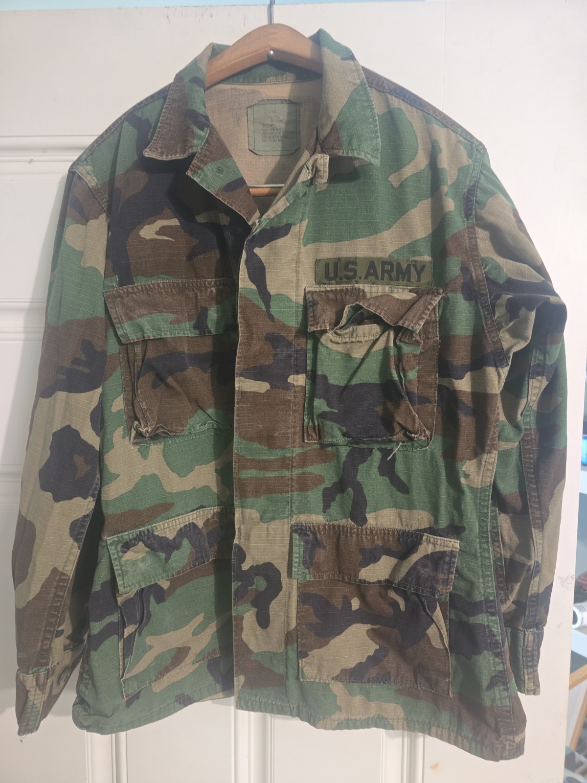 Military Jacket Small Short Green Woodland Camo Shirt Coat Army 8415-01-184-1323