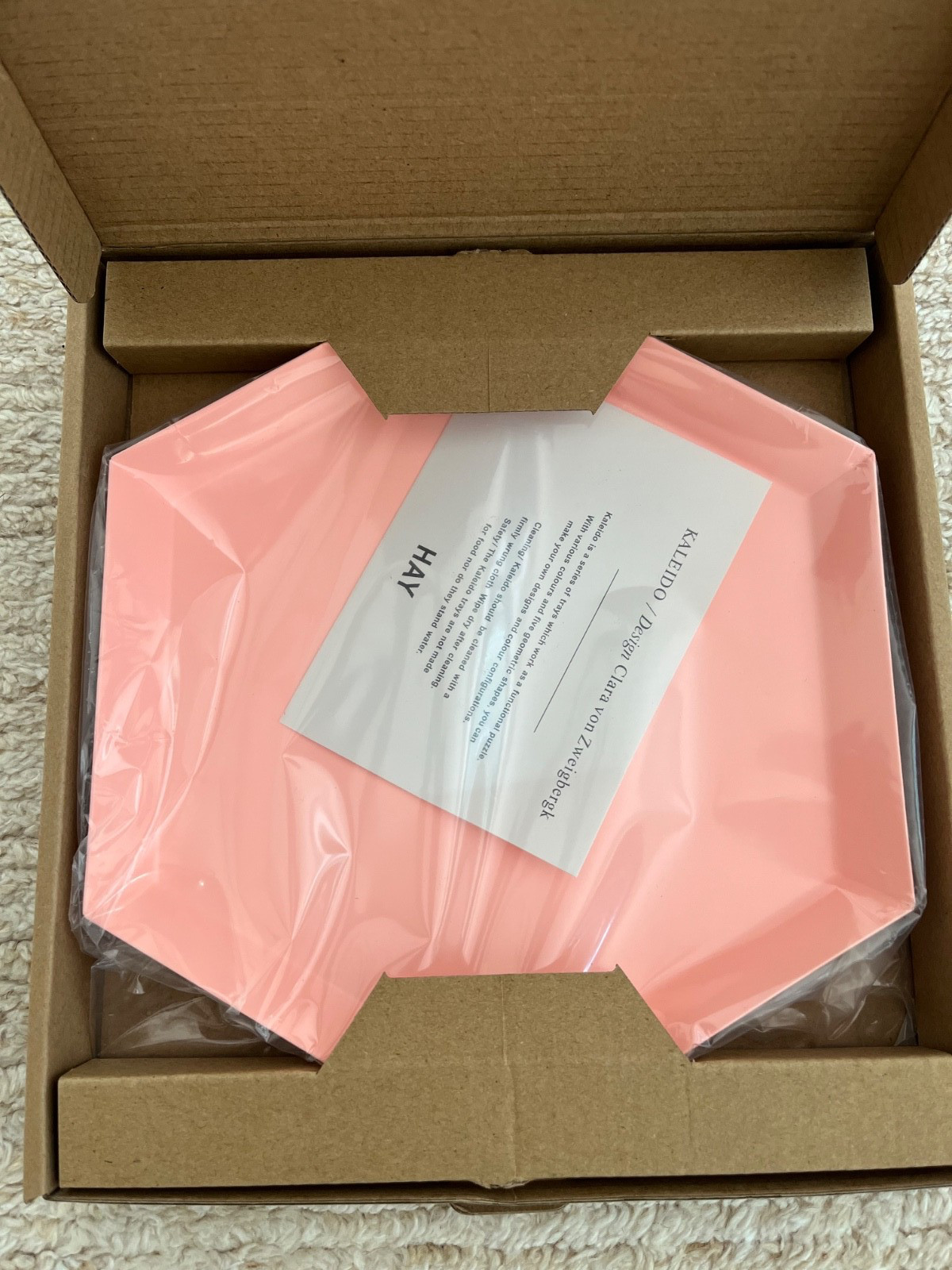 Hay Kaleido Small Peach Hexagon Tray Coated Steel New in Box Geometric Modern