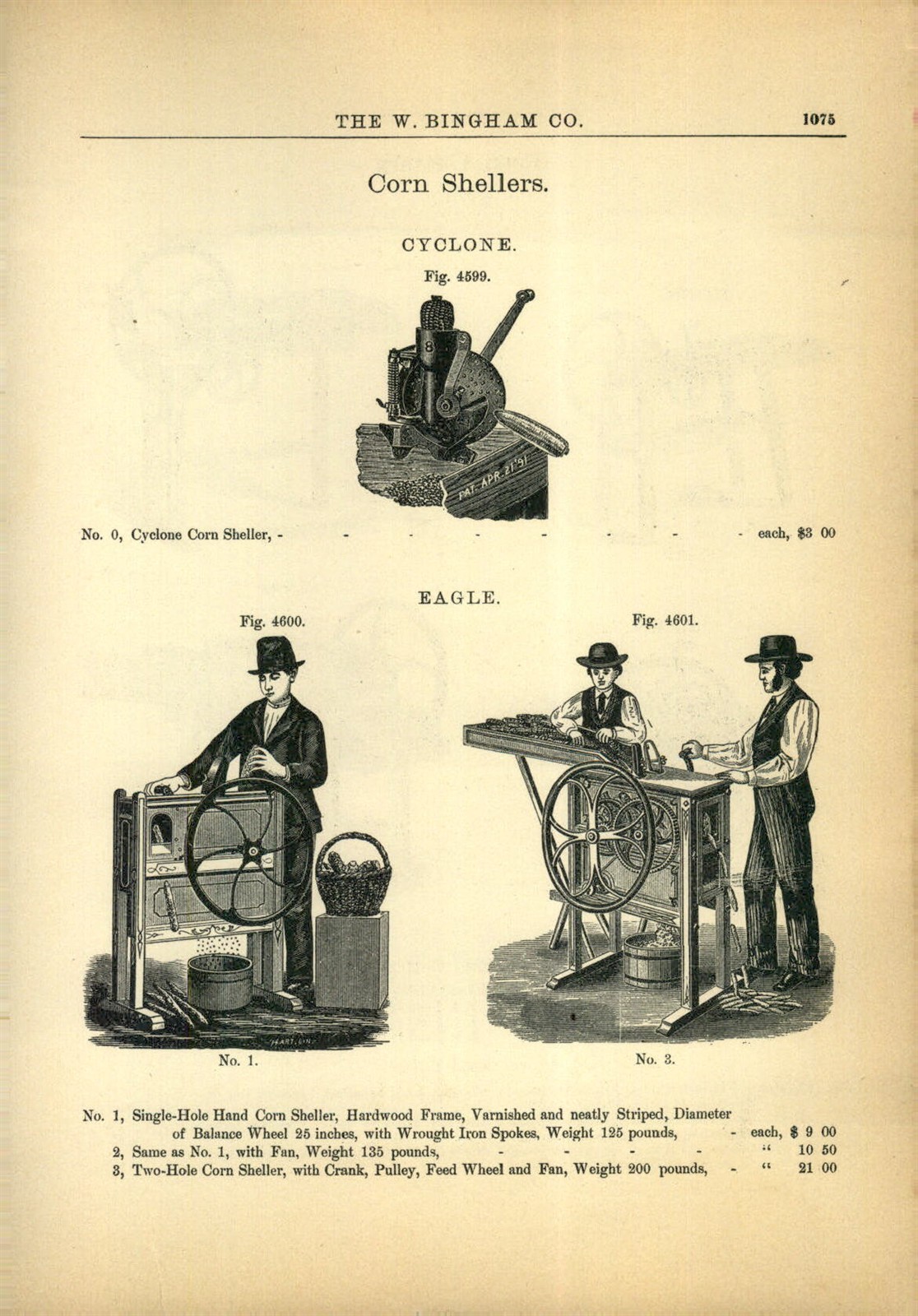 1893 PAPER AD Antique Eagle brand Cyclone corn sheller hand powered