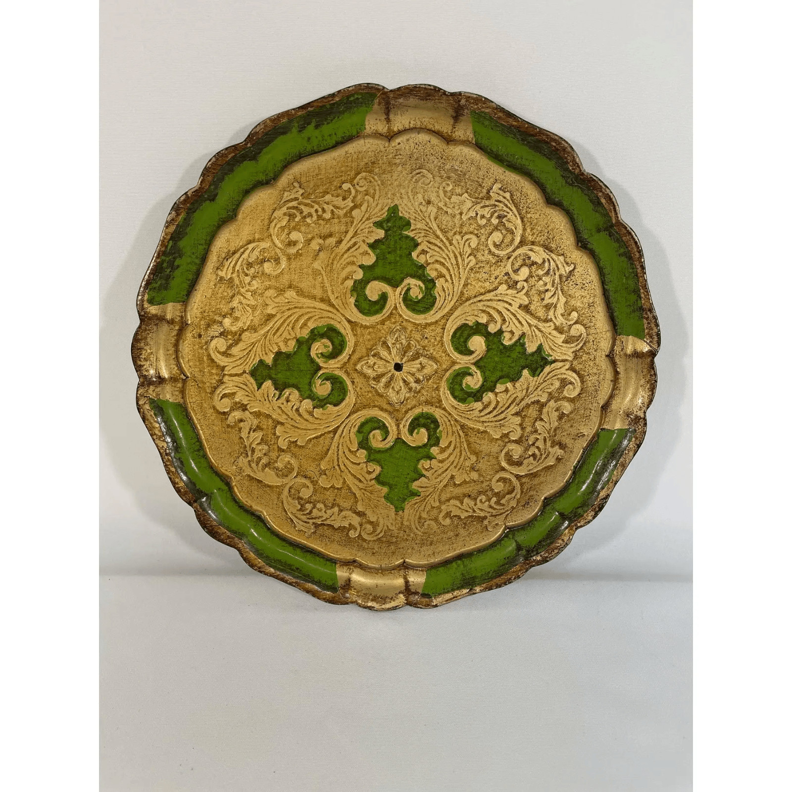 Mid 20th Century Small Round Italian Florentine Decorative Tray
