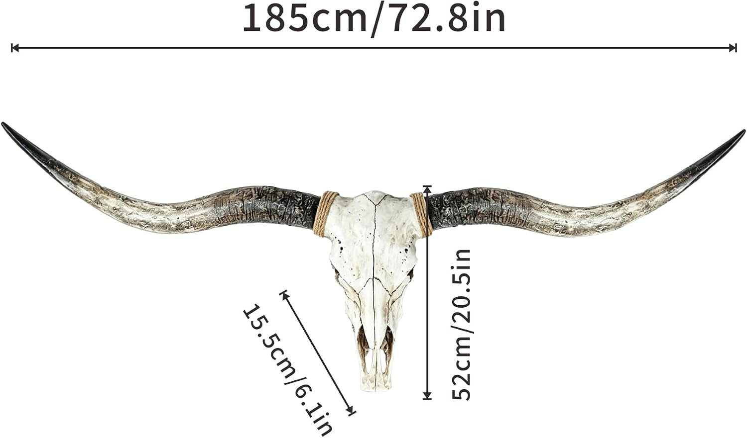 71In Longhorn Wall Decor, Extra Large Authentic Croissant，Cow Skull Wall Decor，C