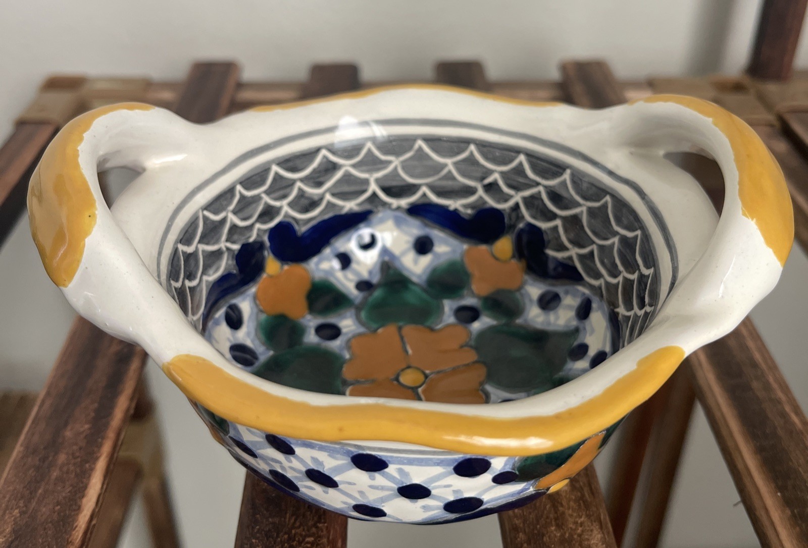 Mexican Talavera Pottery Small Bowl Cerámica Del Rey 5”