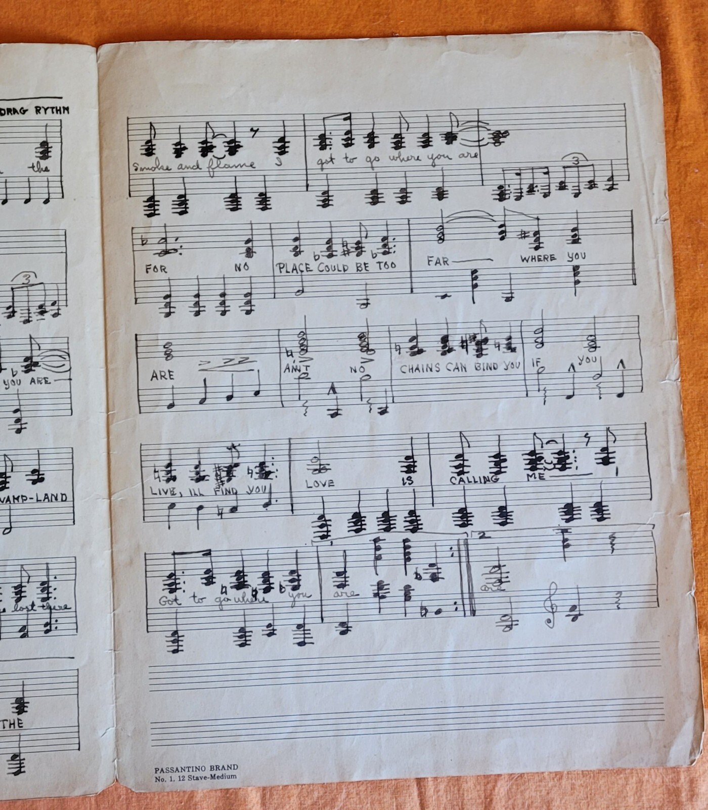 HARLEM NYC ORIGINAL MUSIC SCORE EDDIE WILLIAMS BLUES INSCRIBED SIGNED 4 PAGE