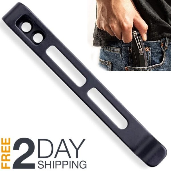 Deep Carry Pocket Clip for EDC Knife W/ Screw Hole Durable Compact Folding Black