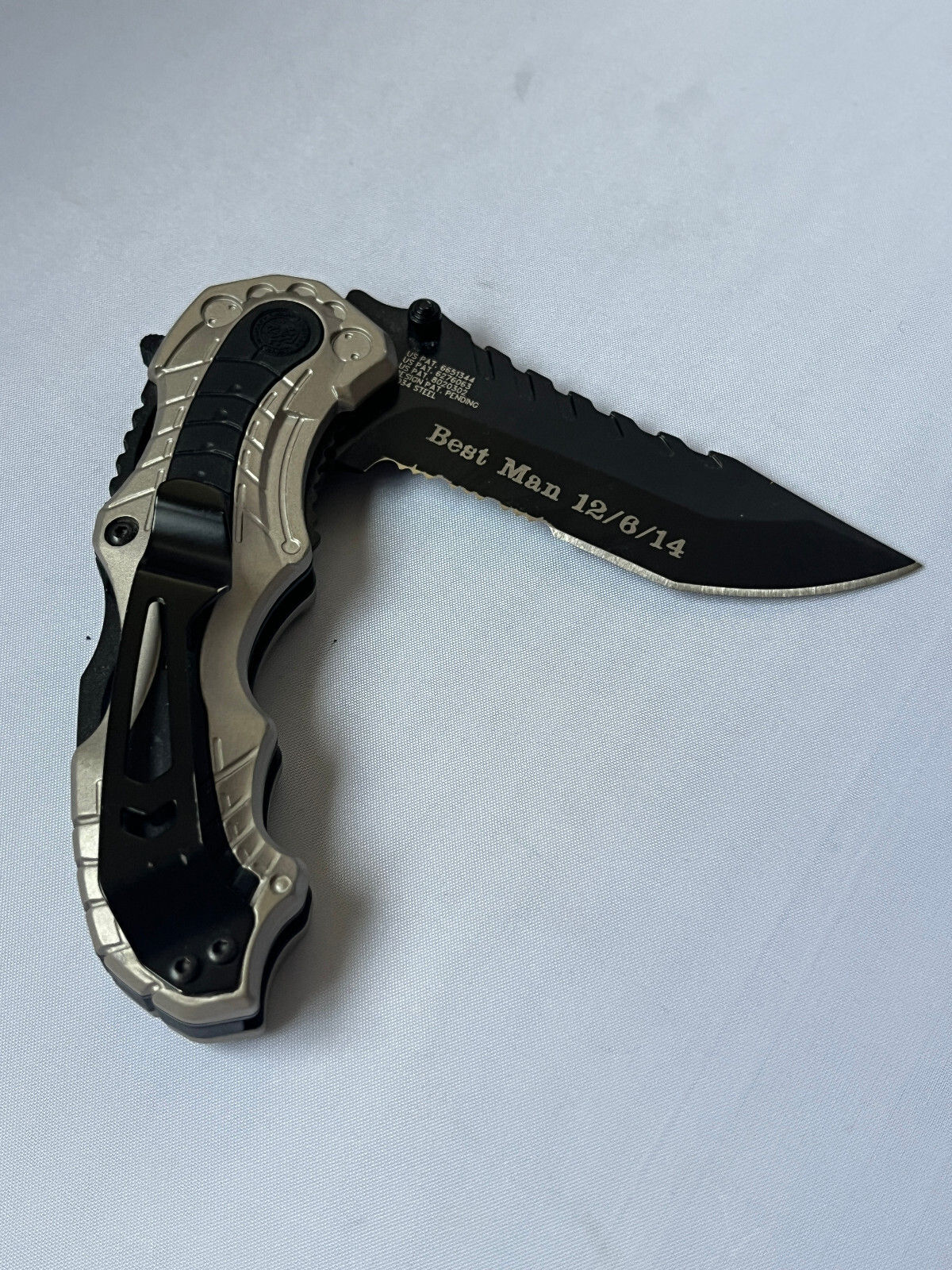 Smith & Wesson M&P Folding Knife 4034 Stainless Blade Aluminum Handle ENGRAVED