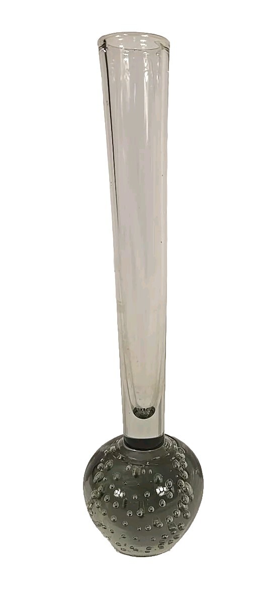 Vintage Murano Italian Art Glass Controlled Bubbles Ball Bottom Bud Vase EXC