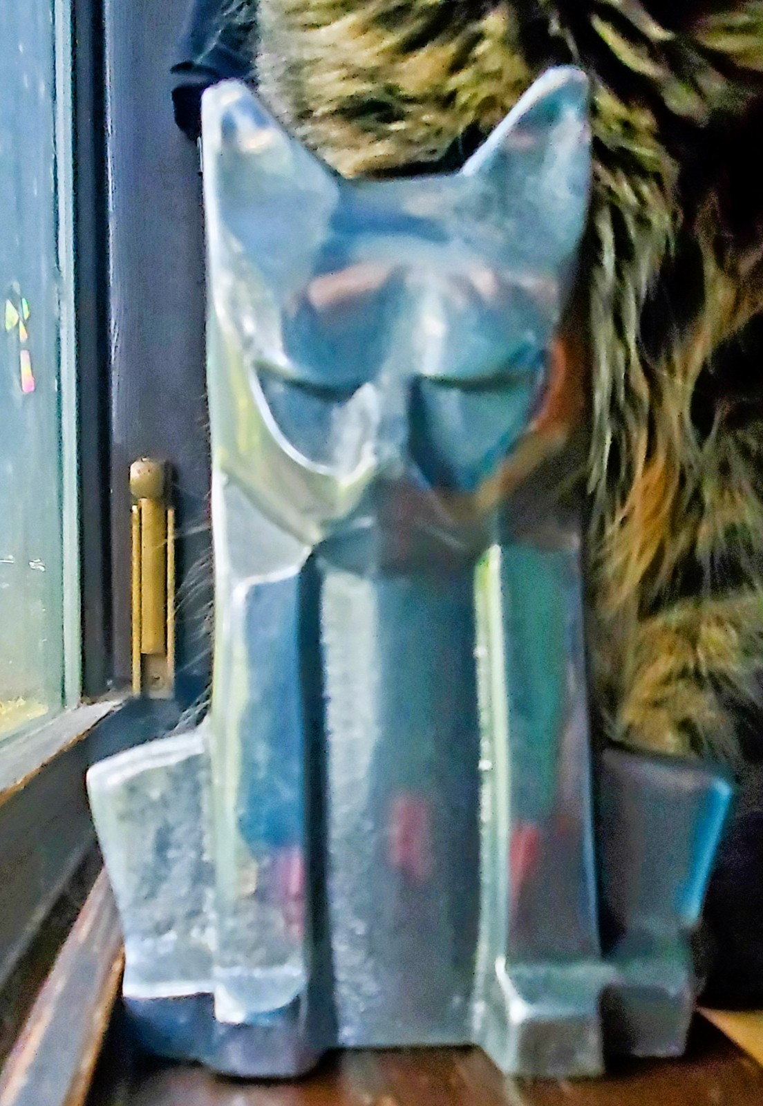 RARE CHRIS PETERSEN ALUMINUM SITTING CAT SCULPTURE 1976 SIGNED~ FREE SHIPPING