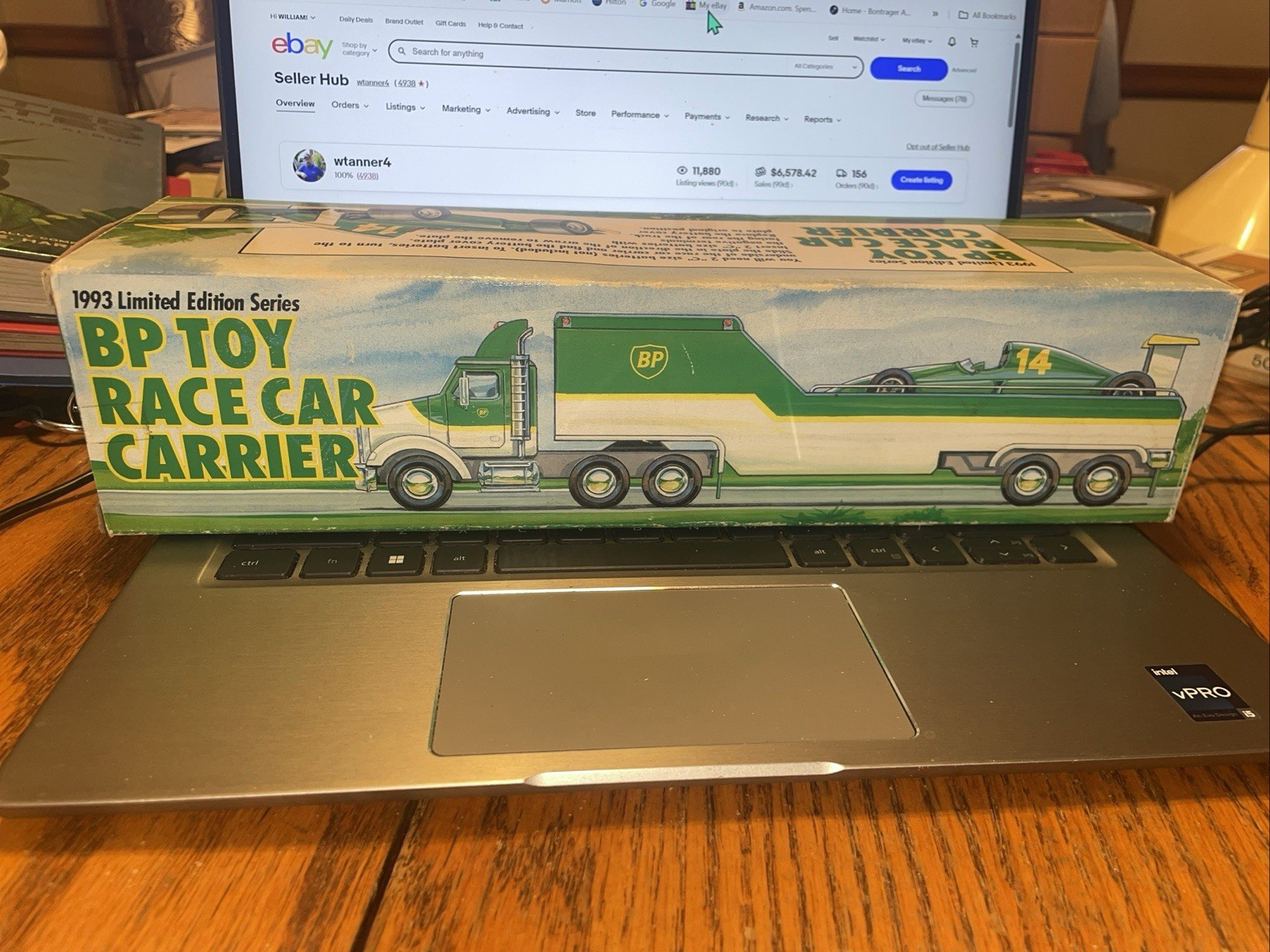 New in Box BP Toy Race Car Carrier – 1993 Limited Edition Series W/Race Car