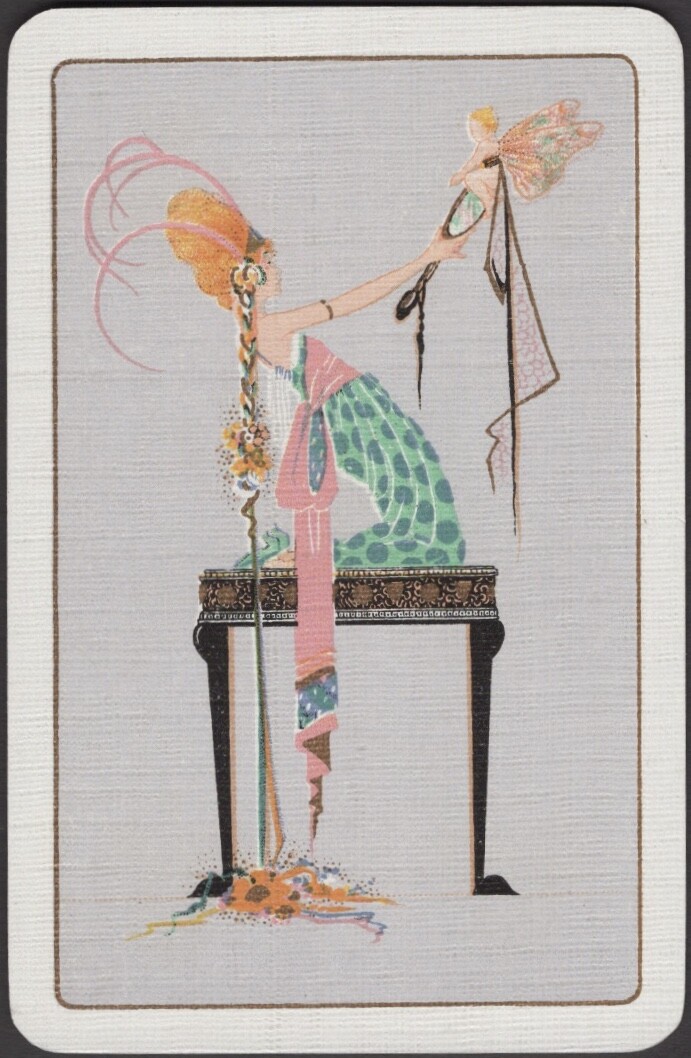Playing Cards Single Card Old Vintage Art Deco * ROARING 20s LADY GIRL + FAIRY B