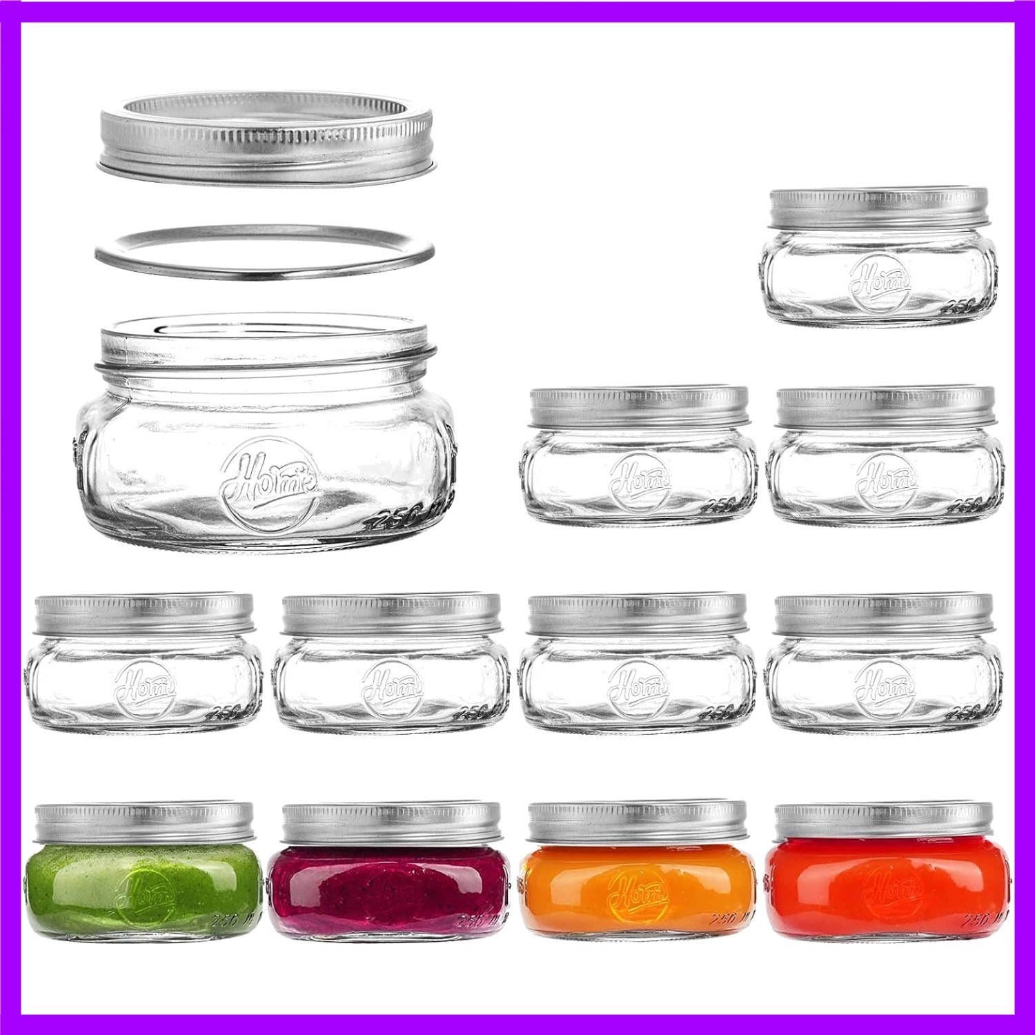 Clear 8oz Mason Jars with Silver Metal Lids – Pack of 12 for Meal Prep & Decor