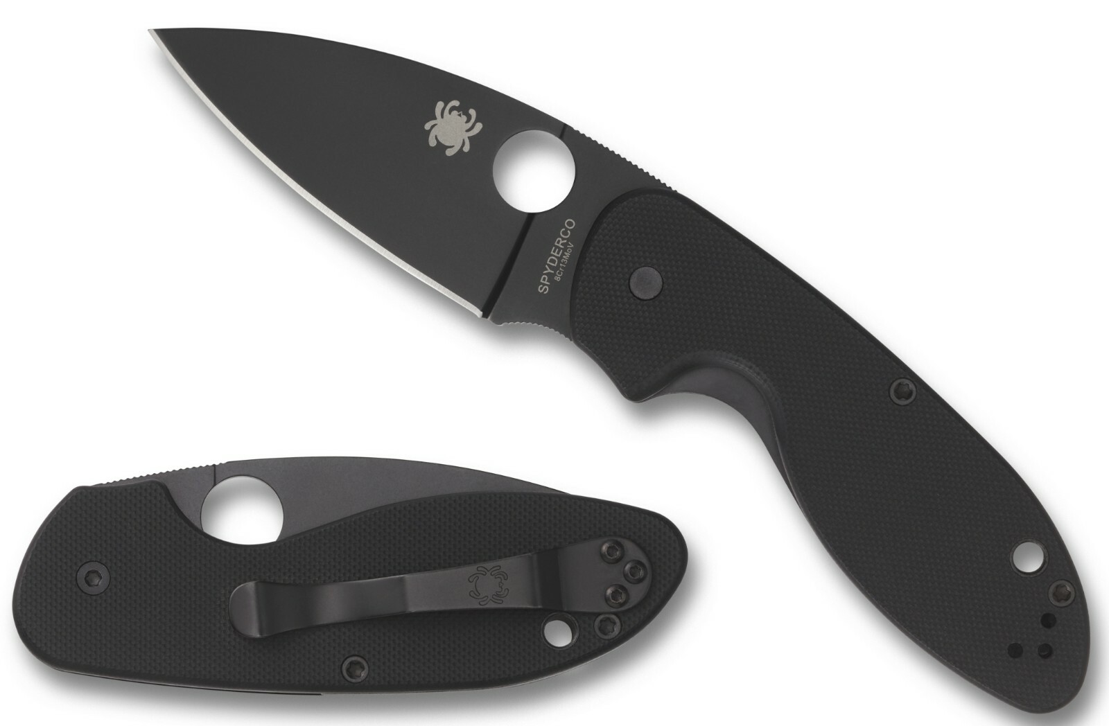 SPYDERCO Efficient Folding Black Oxide Plain Blade Blk G10 Handles C216GPBBK NEW
