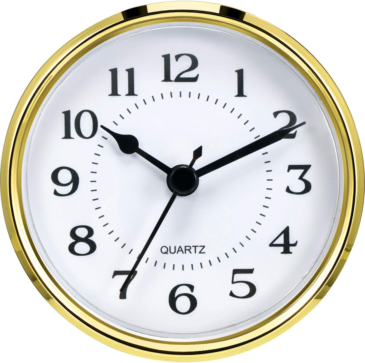 Hicarer 3-1/2 Inch (90 mm) Quartz Clock Fit-Up/Insert with Arabic Gold Rim