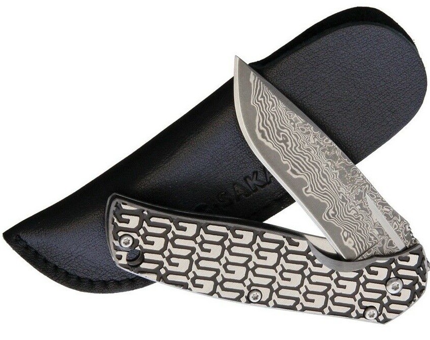 G.Sakai Gentlemans Folding Knife 2.25″ Damascus Steel Blade Stainless Handle