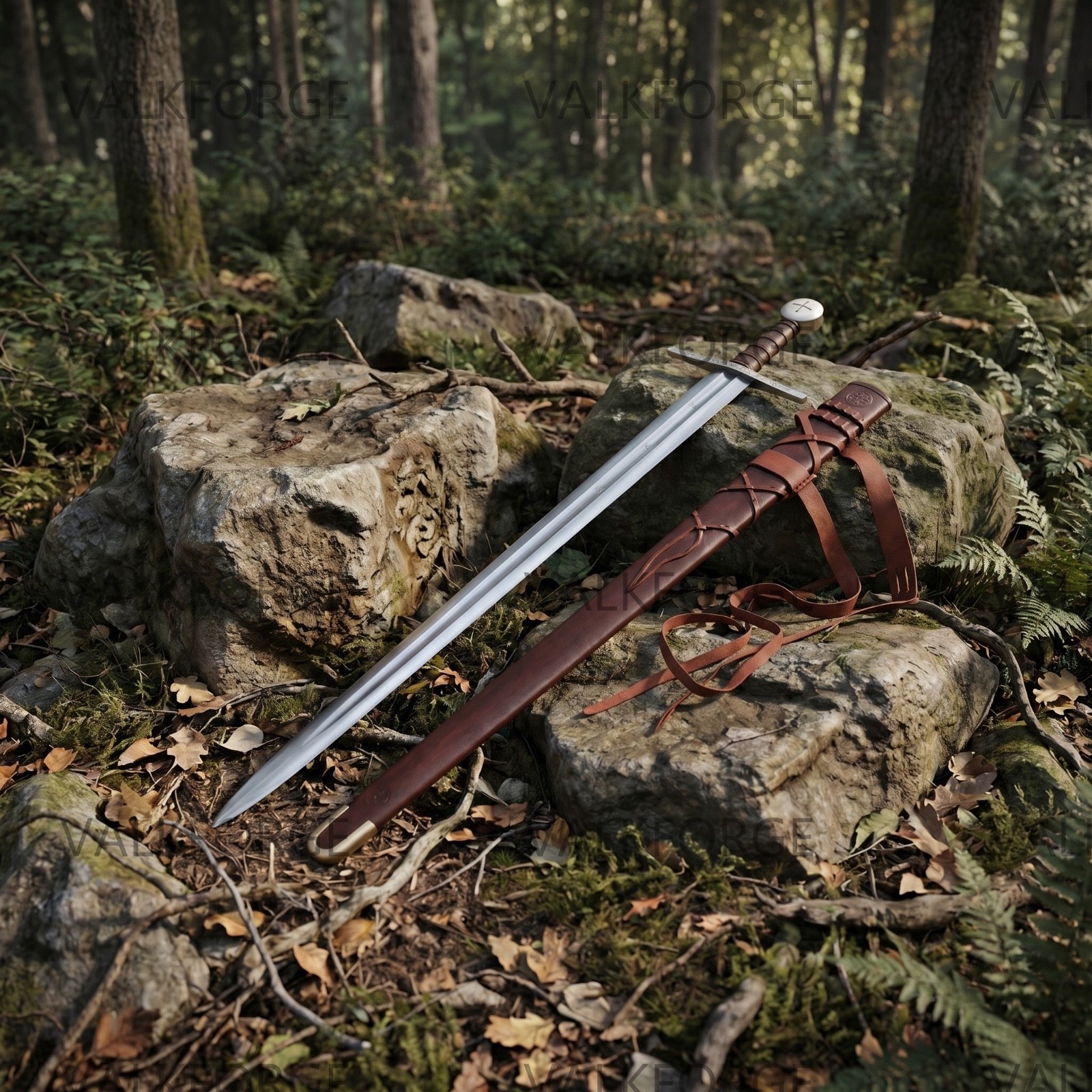 Medieval Crusader Sword Handmade Carbon Steel Longsword w/ Scabbard