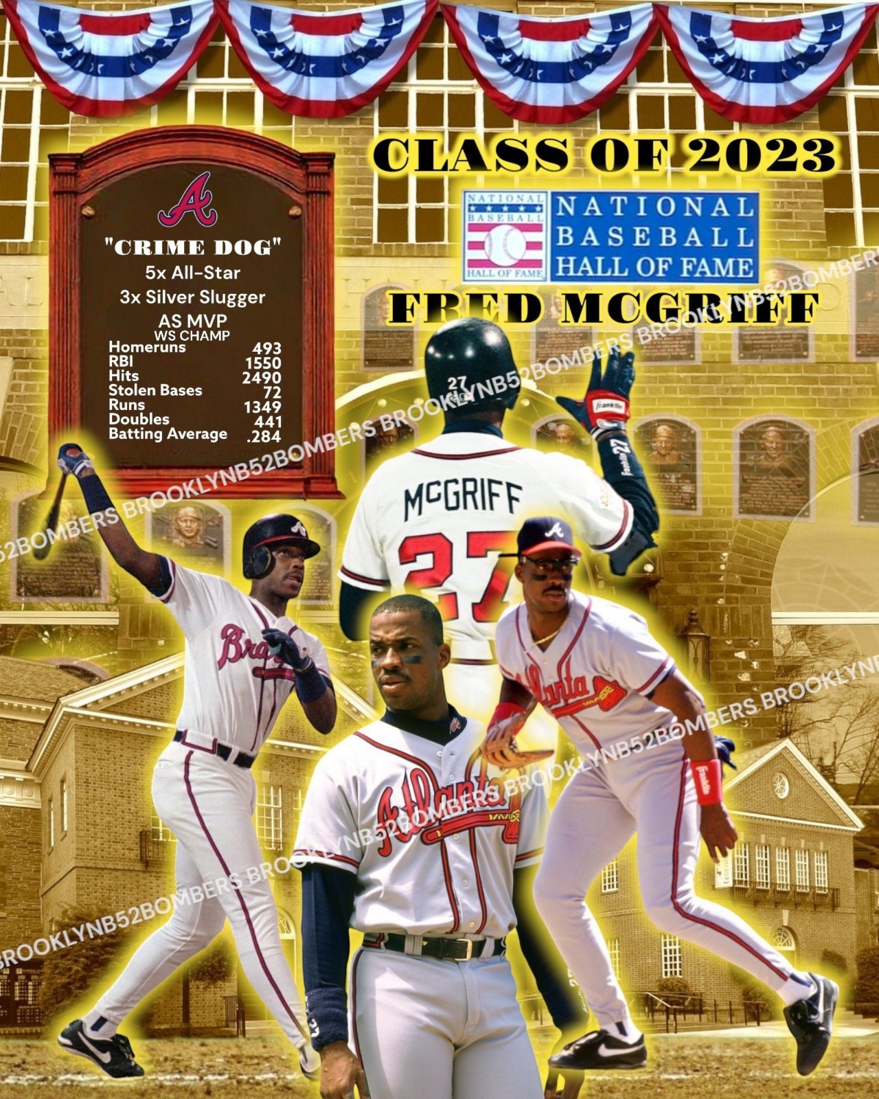Fred Mcgriff 2023 Hall Of Fame Cooperstown Custom Exclusive 8×10 Glossy Photo