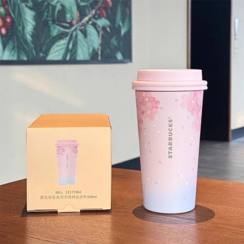 Authentic Starbucks China 2025 Sakura Pink and Blue 15oz SS Tumbler Cup