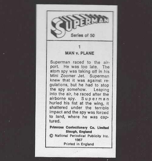1967 Primrose Confectionery Superman Near Mint or Better Complete 50 Card Set