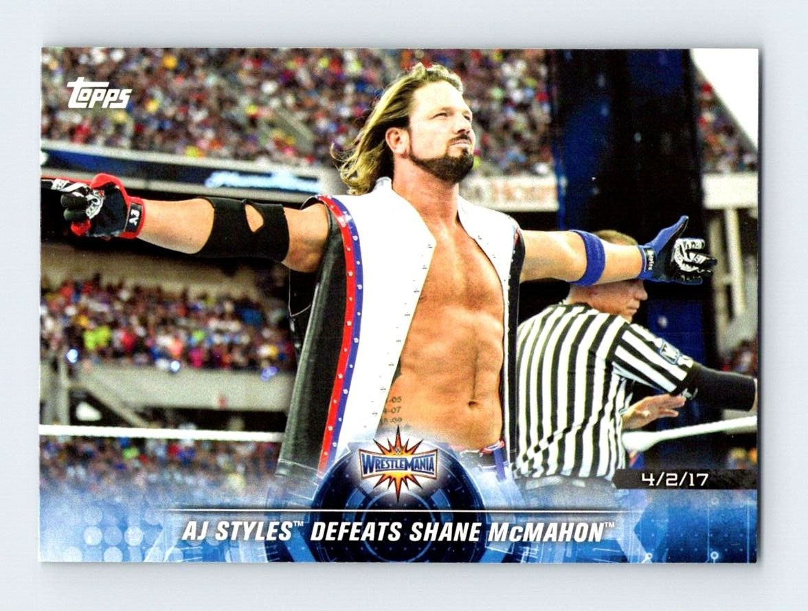 AJ STYLES WRESTLEMANIA 2018 WWE Topps Trading Card Wrestling B157