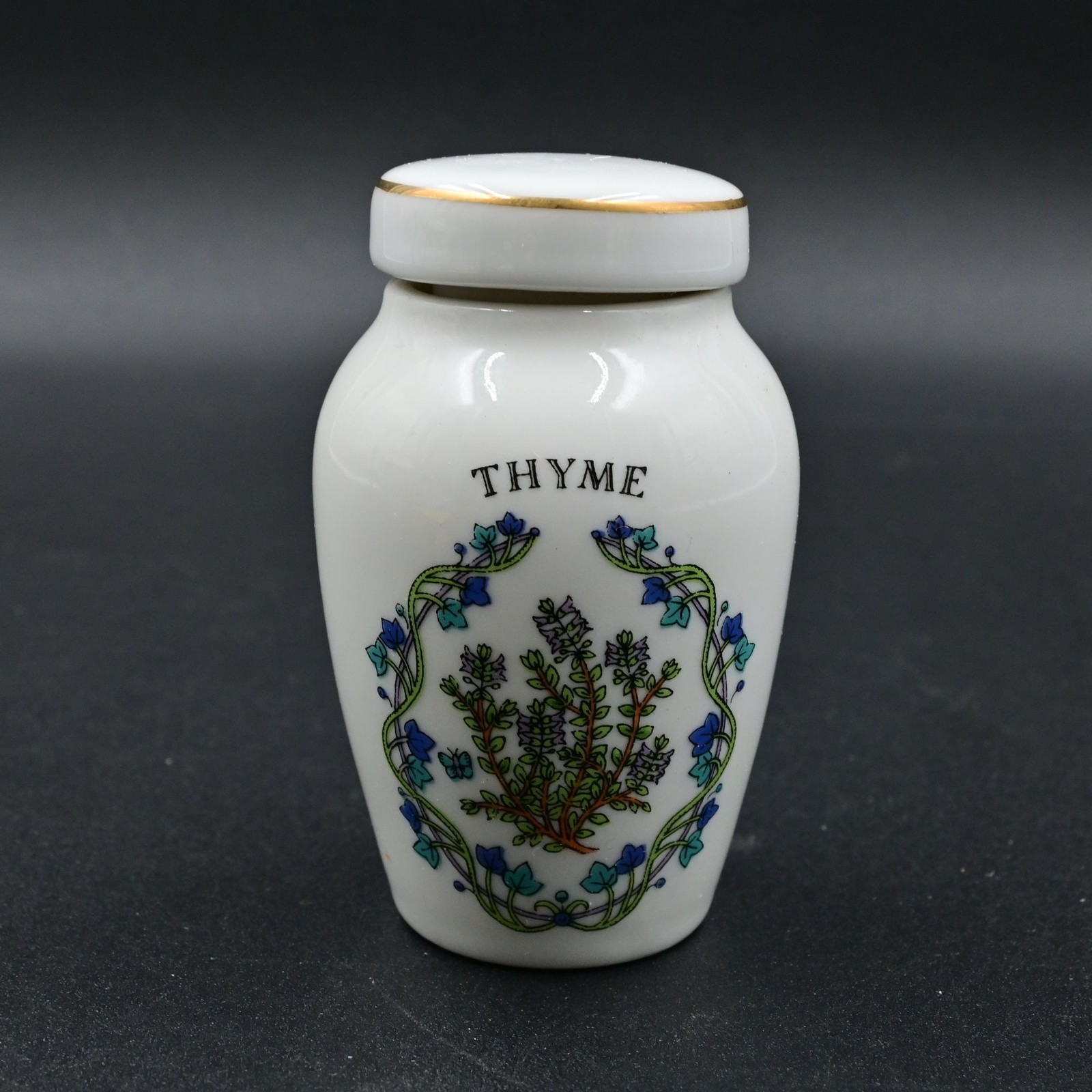 Gloria Concepts Thyme Spice Jar with Lid Porcelain Franklin Mint Vintage 1985