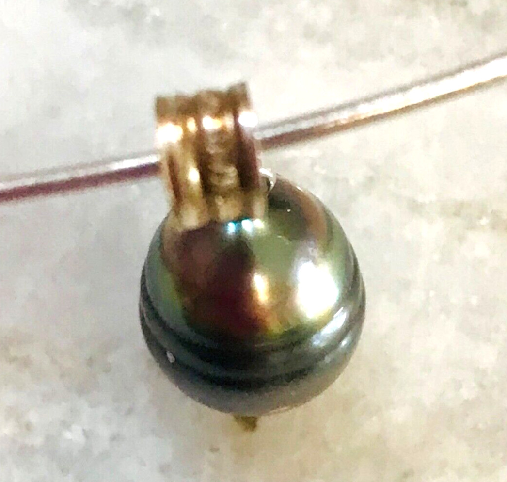 Tahitian Pearl Necklace 8mm Choker Silver 925 High Luster Teardrop Sterling 16”