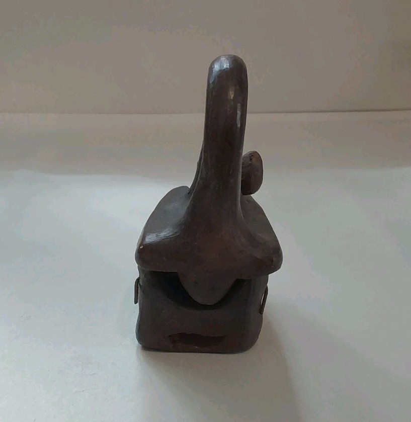 Antique Teracota Sad Iron w/Forged Iron Nail-Great Condition 4 X 3.5 Inches