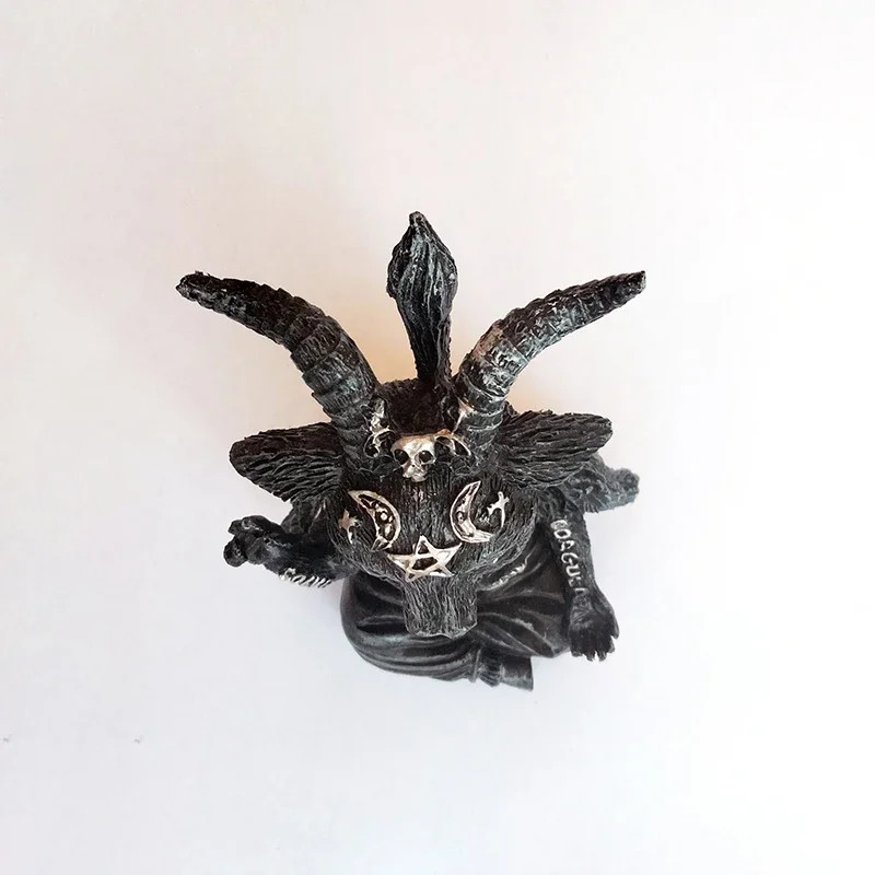Cute Baphomet Figurine 4 Inch Black Resin Occult Statue Solve Coagula