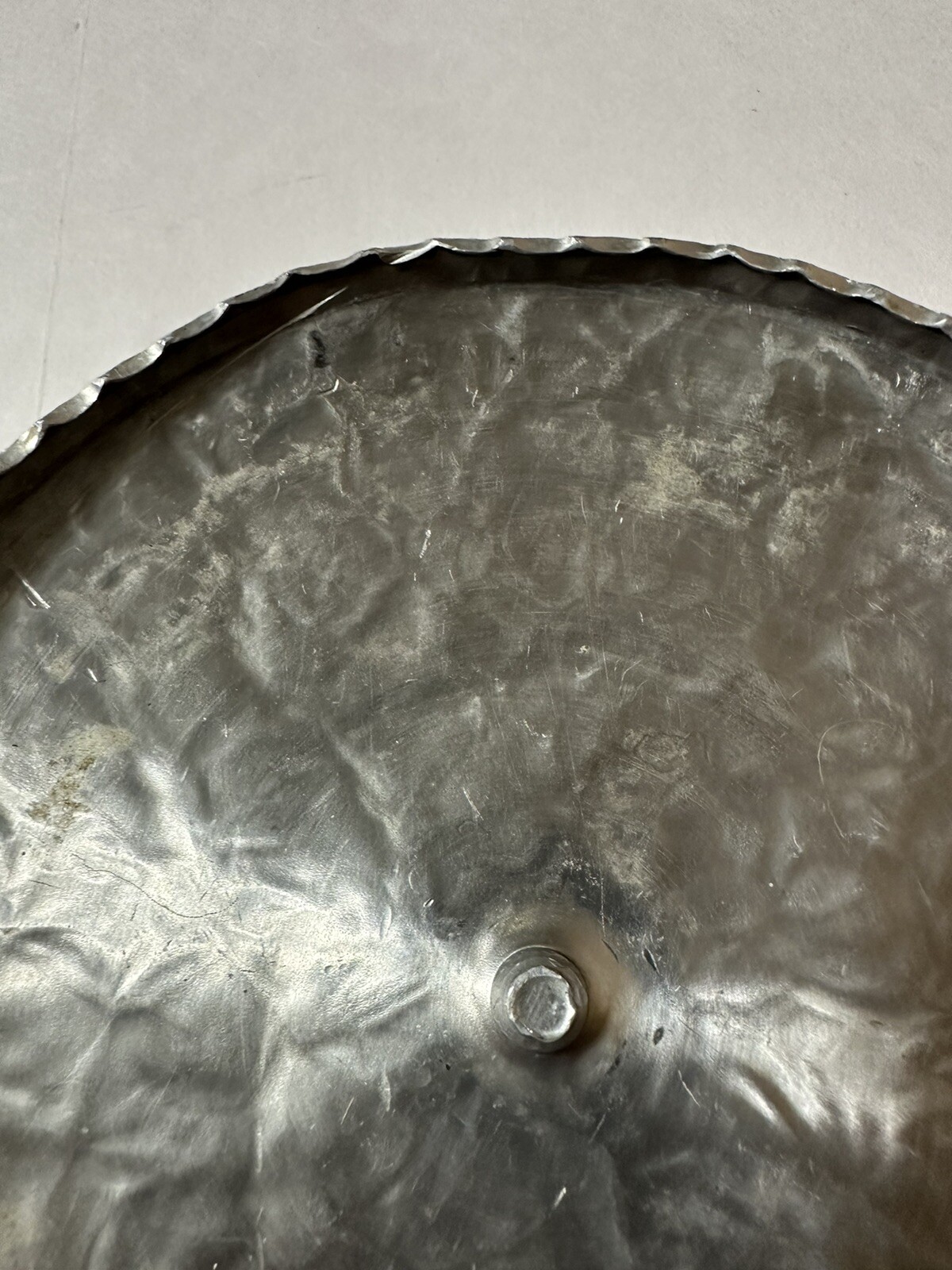 Vintage Glass Dish Hammered Aluminum Lid