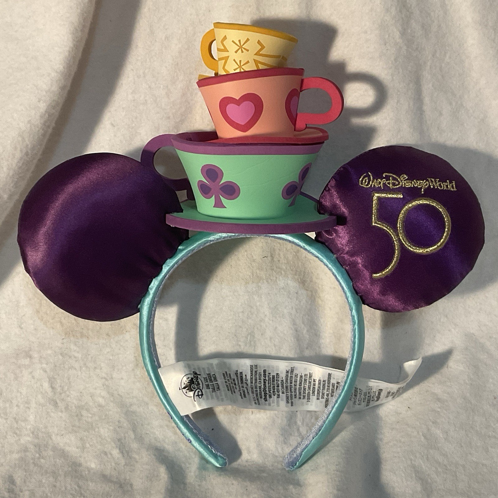 Walt Disney World 50 Years- Alice In Wonderland, Mad Teacup Mouse Ears Headband
