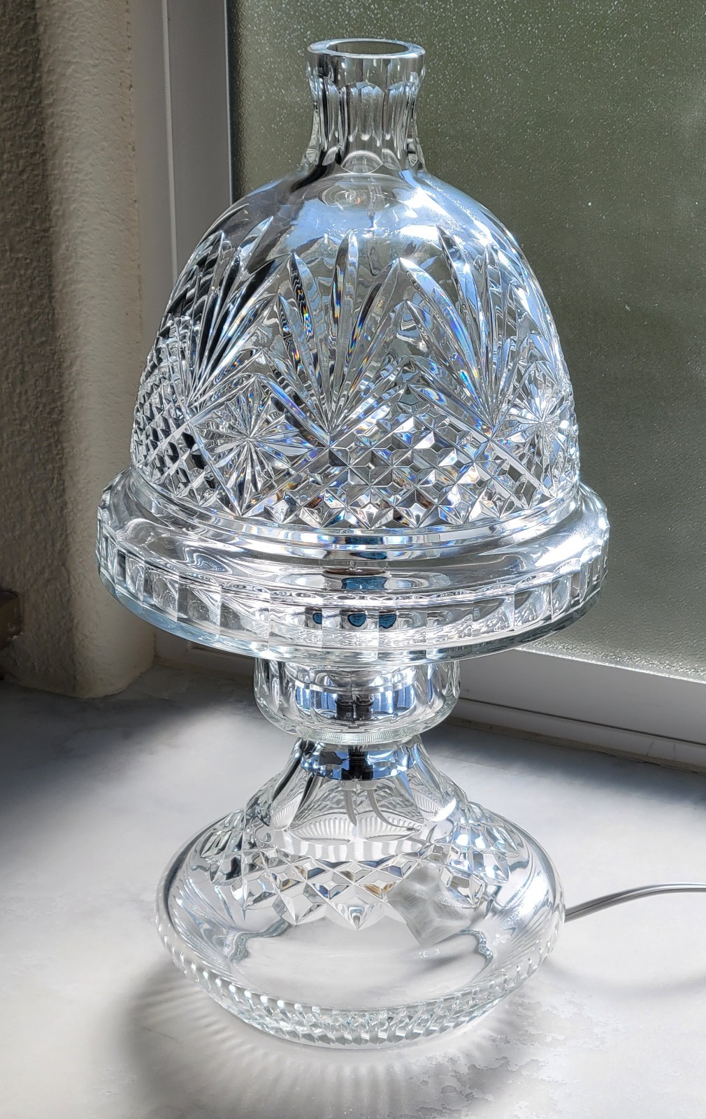 Rare Large Waterford Electric Hurricane 2 Pc Lamp By R. Cunningham 18″Ltd 5/100