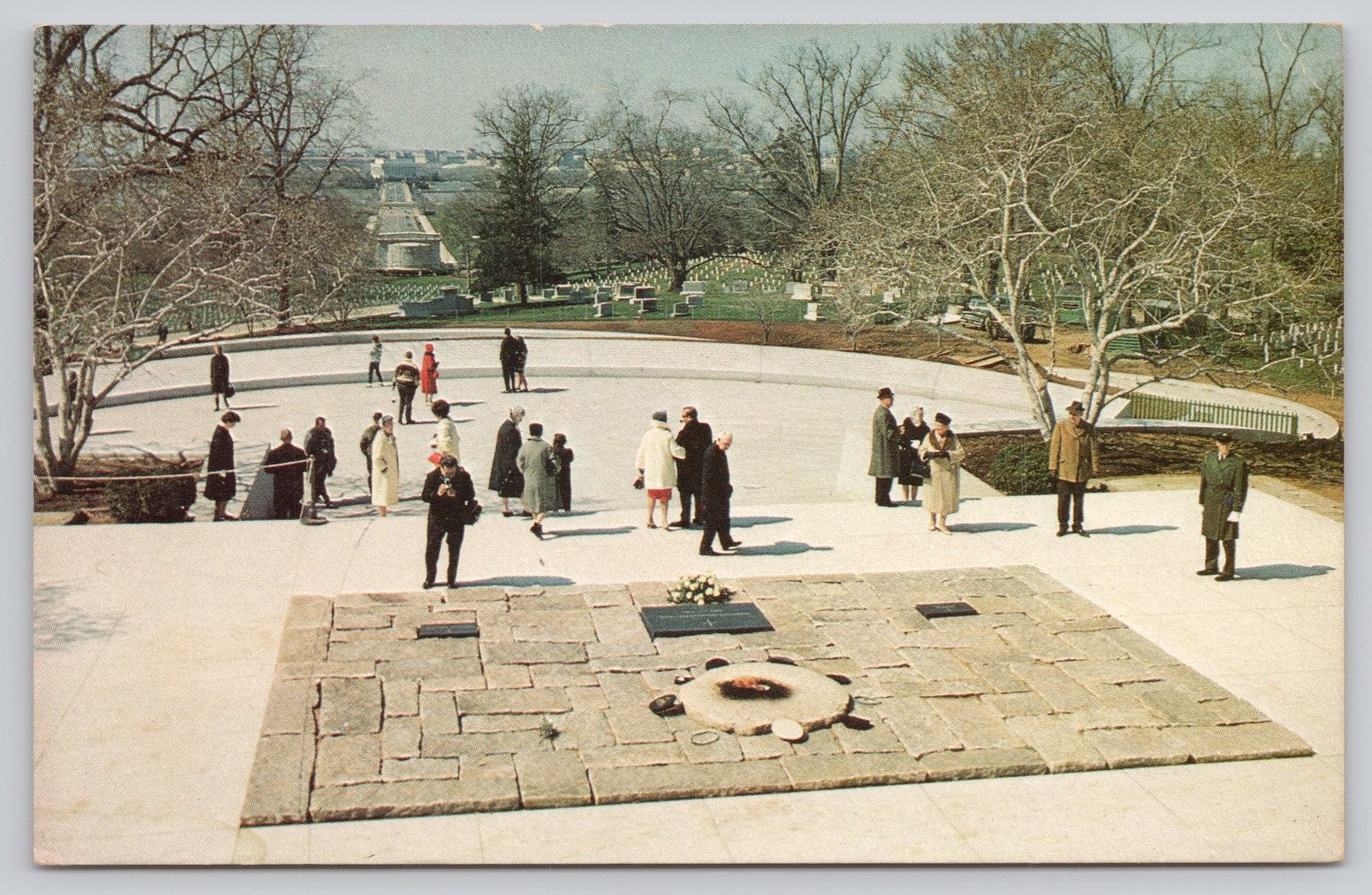 JFK Grave Arlington National Cemetery Eternal Flame Custis Lee Mansion Postcard