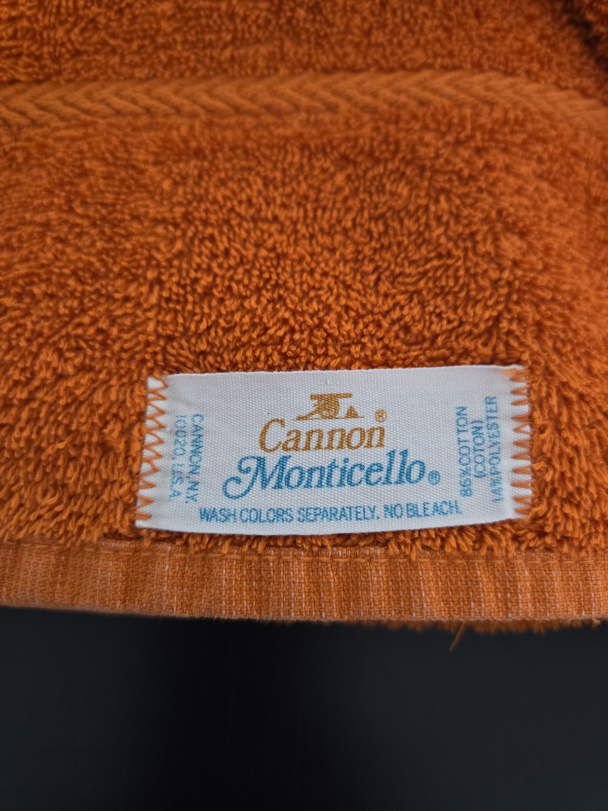 Vintage Cannon Orange Yellow + Solid Orange Bath Towels + Washcloth MCM Lot of 5