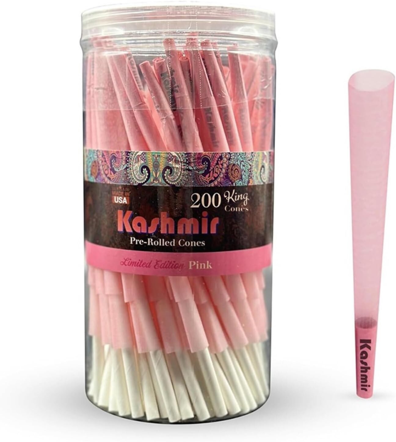 Kashmir Pink Pre Rolled Cones King Size – 200 Ct Limited Edition Rolling Paper