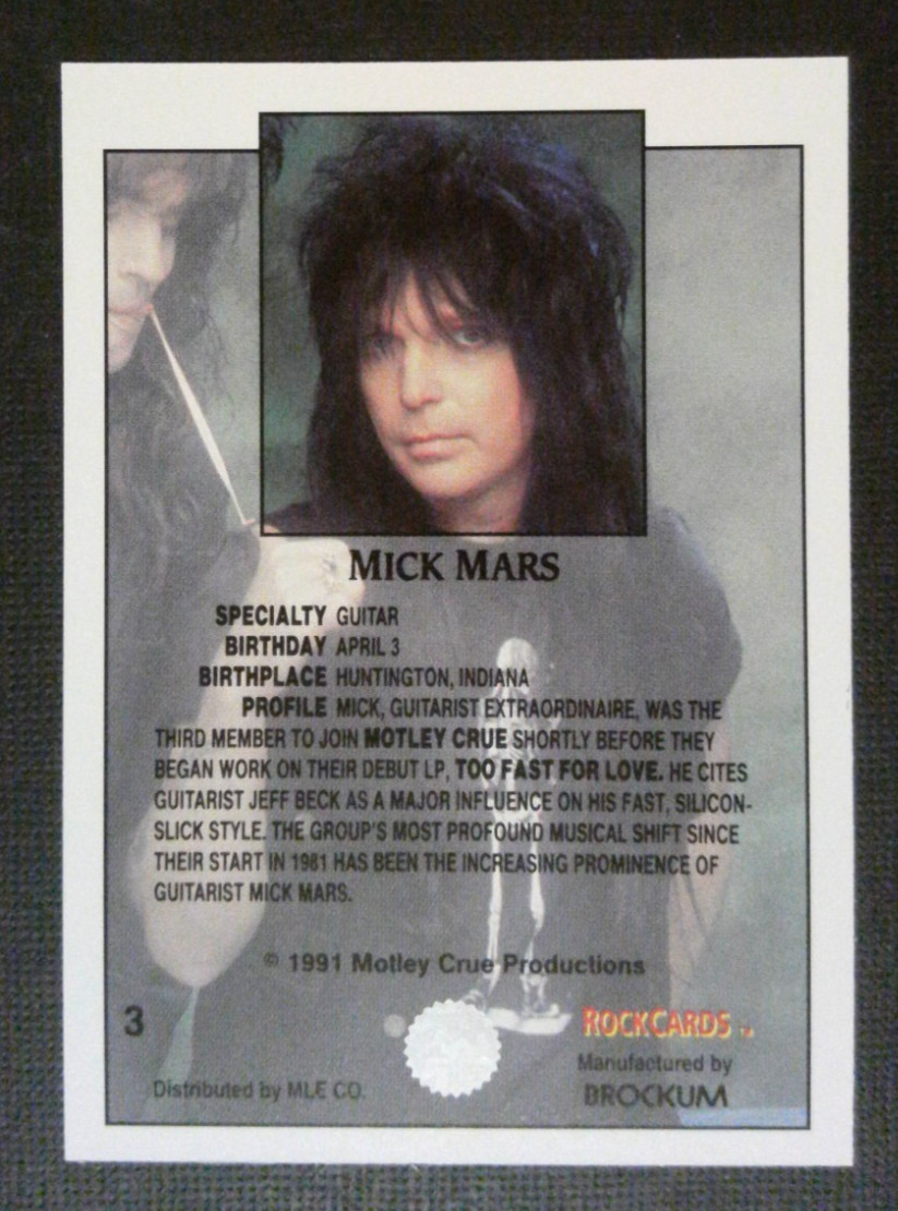 1991 Brockum RockCards Mick Mars #3