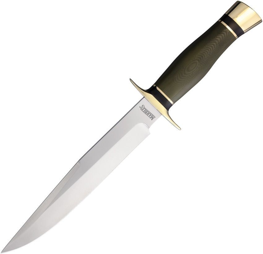 Marbles Fixed Knife 7.5″ D2 Tool Carbon Steel Blade Green Canvas Micarta Handle