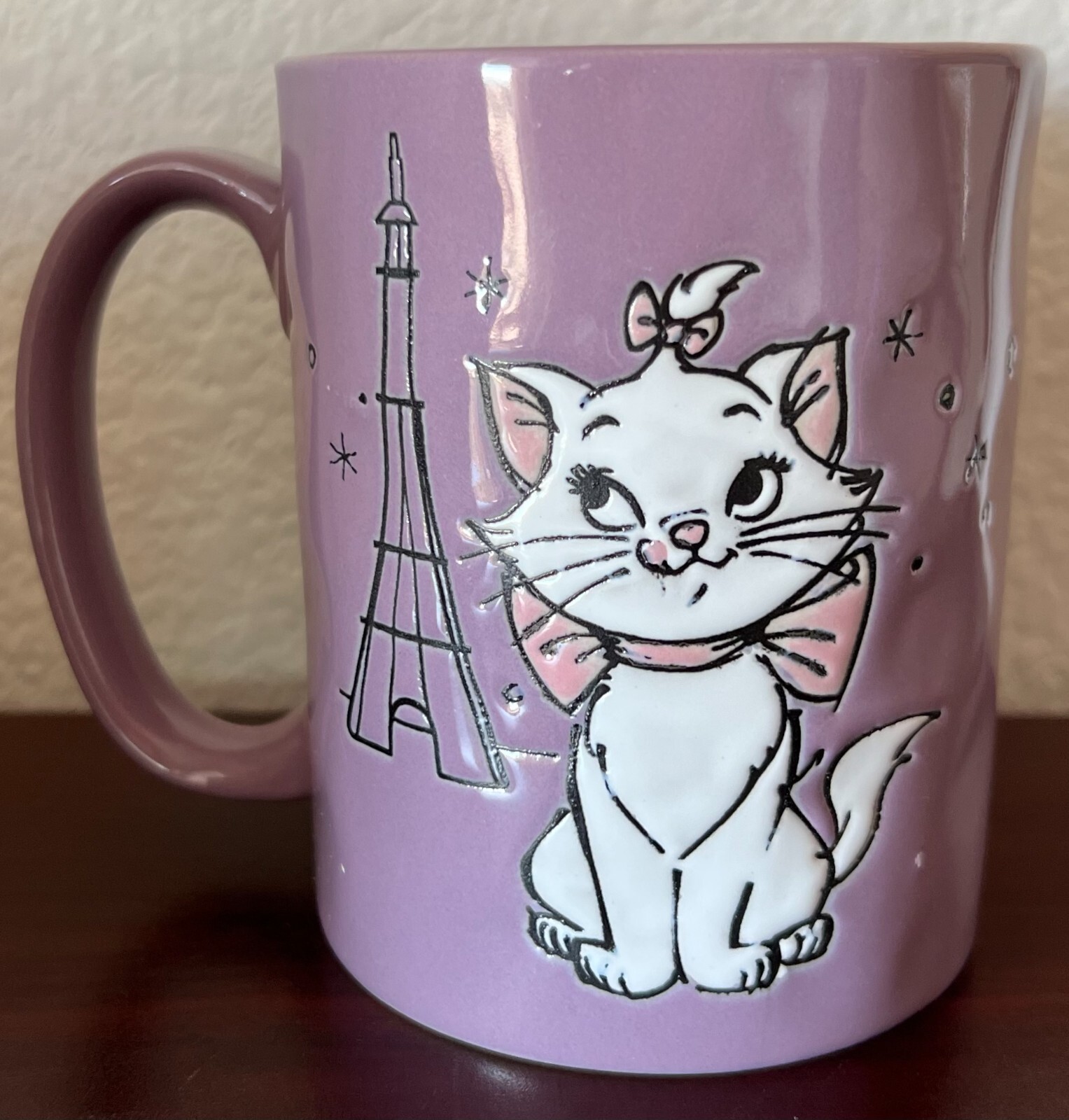 Disney The Aristocats Marie & Eiffel Tower Purple 15 oz Ceramic Mug NWT!