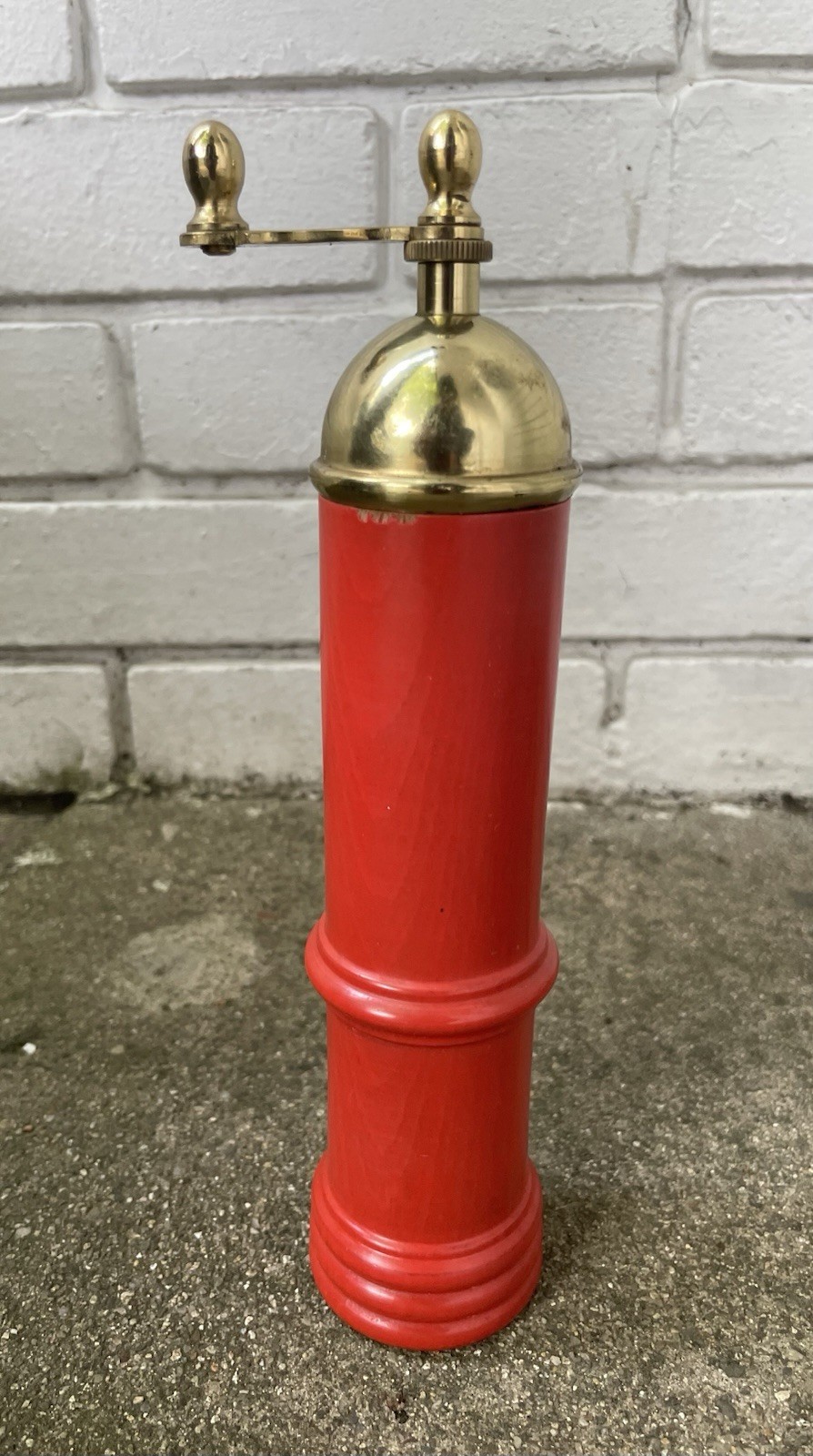 Vintage Red And Brass C.C. Italy Pepper Mill Grinder