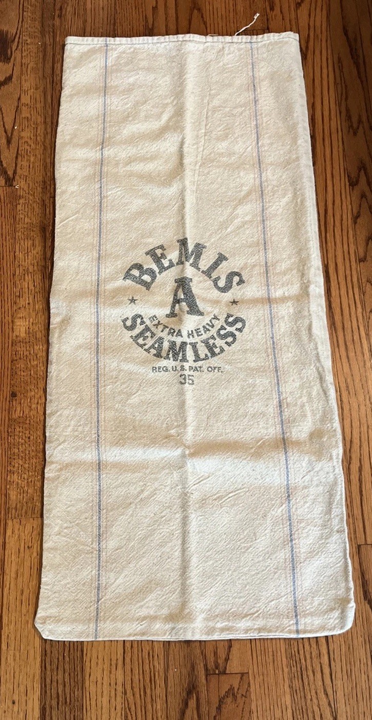 Bemis A Extra Heavy Seamless Vintage Cotton Seed/Feed/Flour Sack Bag 35