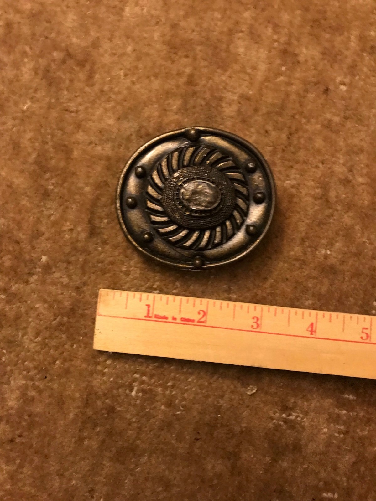 Vintage Rococco Rustic Oval Cast bronze Belt Buckle 3″L x2-5/8″W