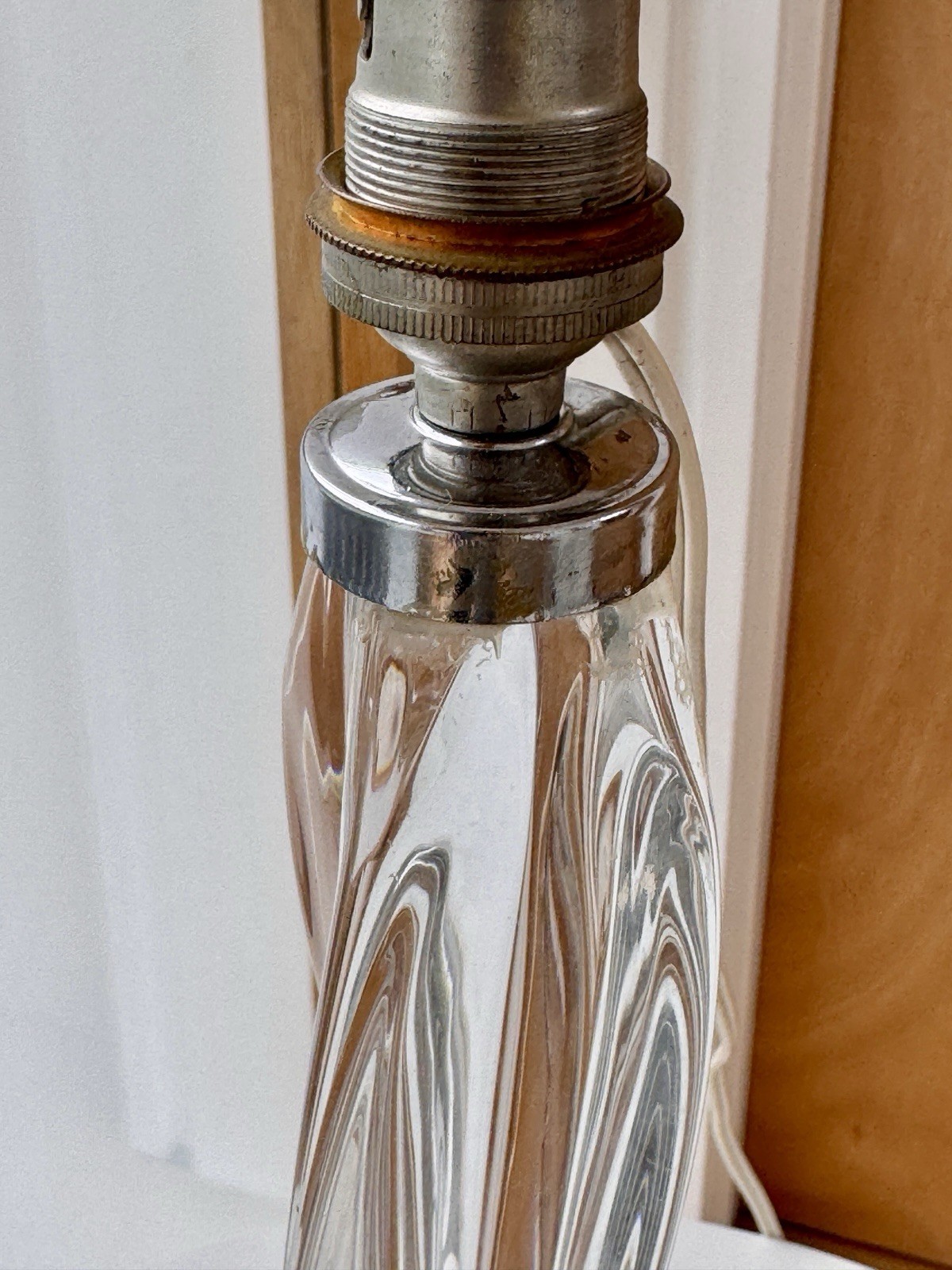 Mid-Century Modern Twisted Crystal Table Lamp 1960’s (shade not Included)