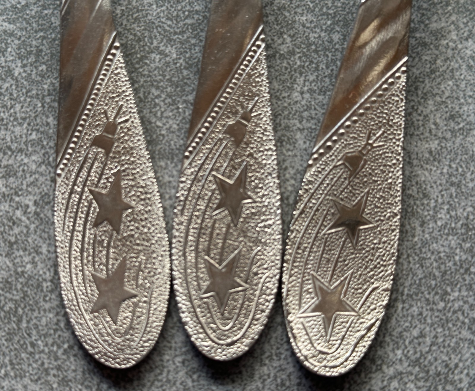 Vintage USSR Cosmos Spoon Set 6 Soviet Space Sputnik Rocket Star Tablespoons