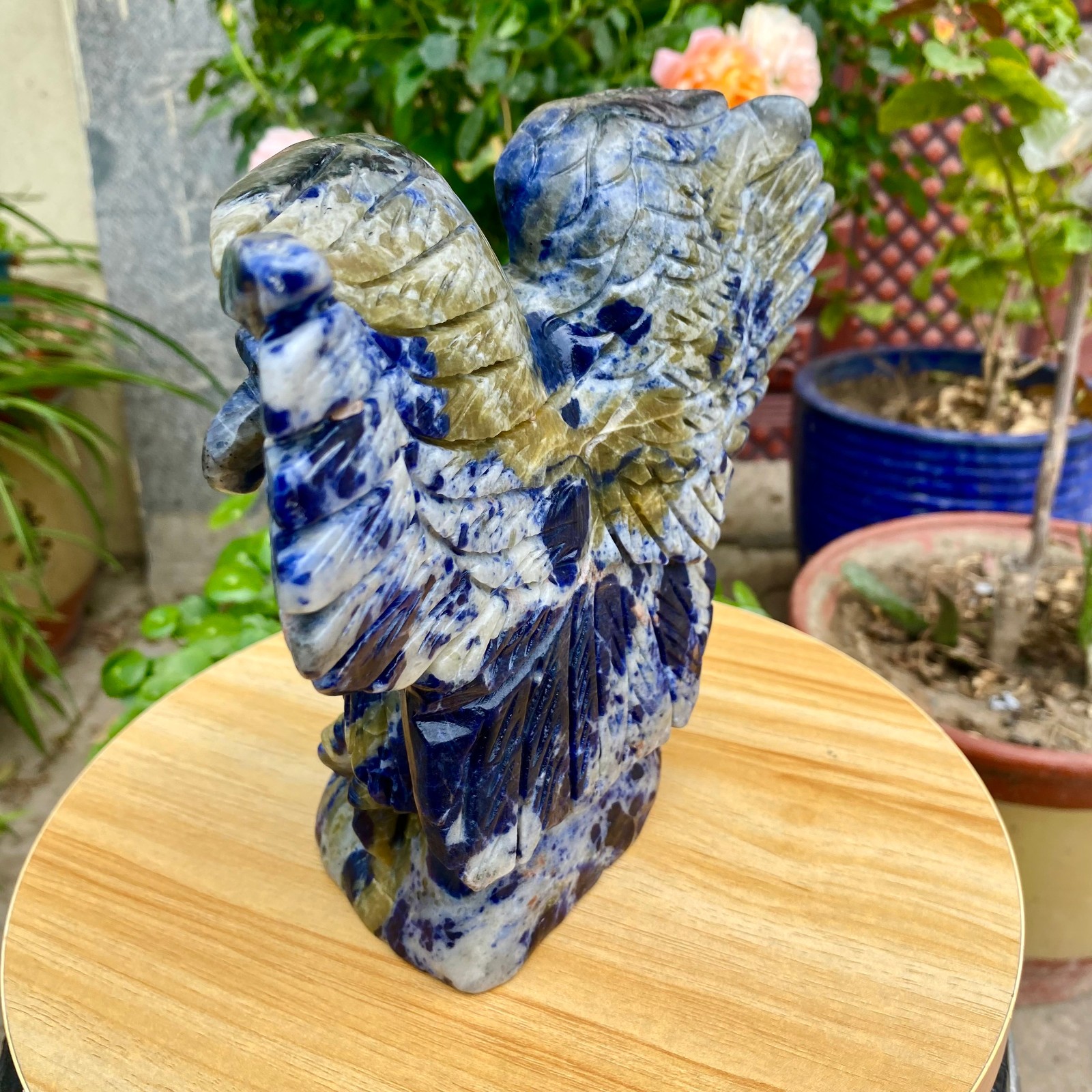 4.9LB Hand Carved Blue Agate Eagle Natural Crystal Animal Sculpture