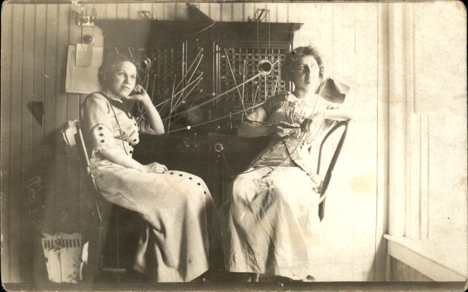 Women at Telephone Operating Switchboard AMATEUR c1910 RPPC Postcard