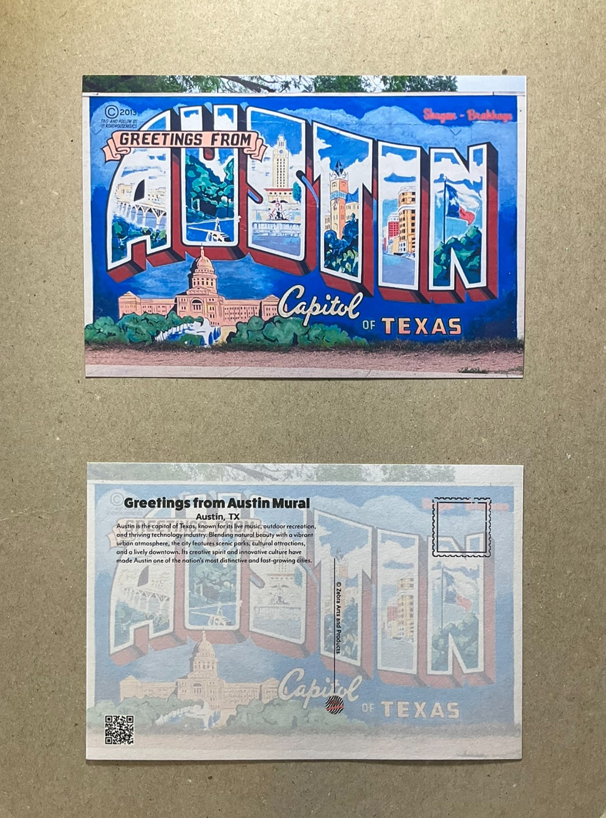 New postcard 4×6 Greetings from Austin Mural Texas