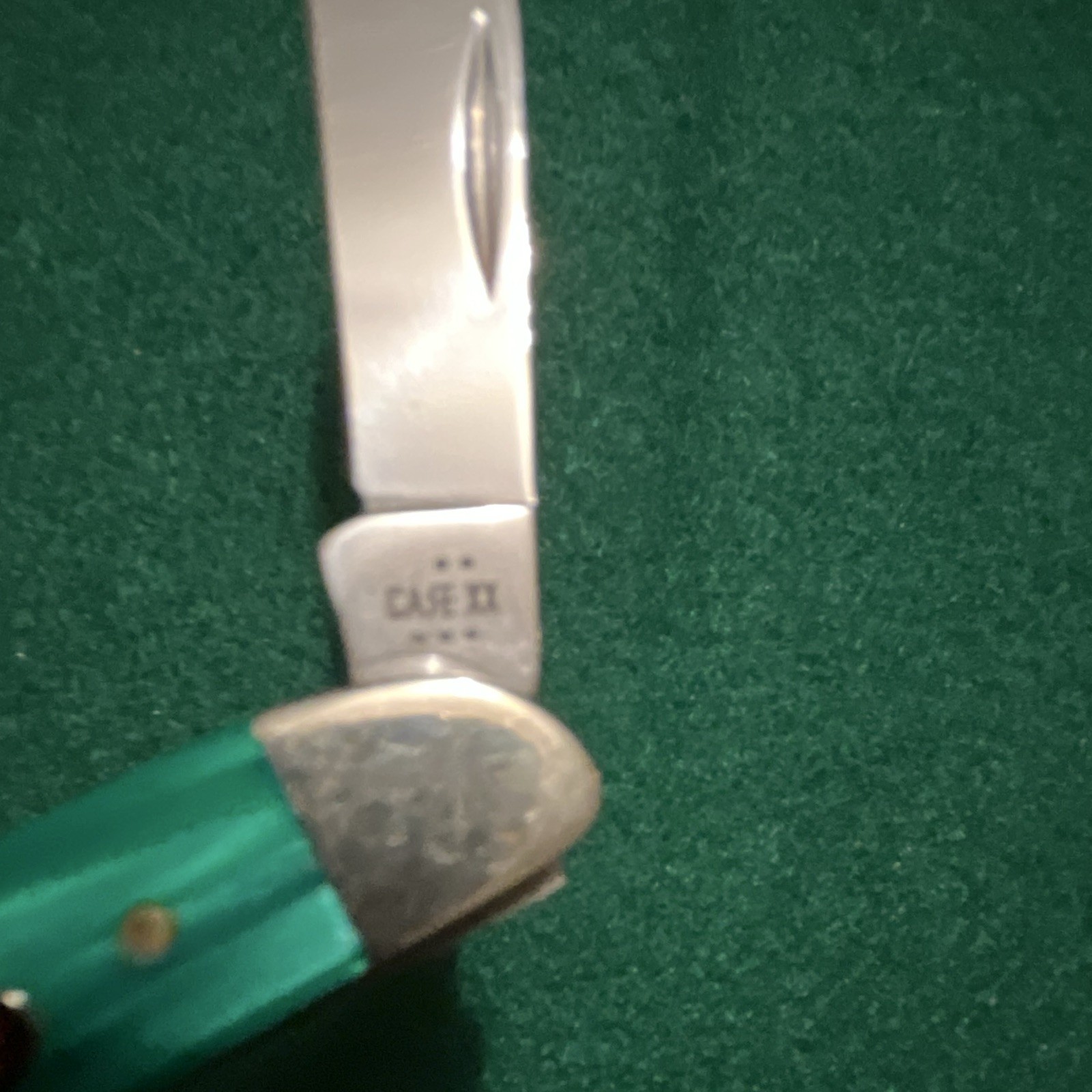 Case XX 102067 2-Blade Green Kirinite smooth Handle SS