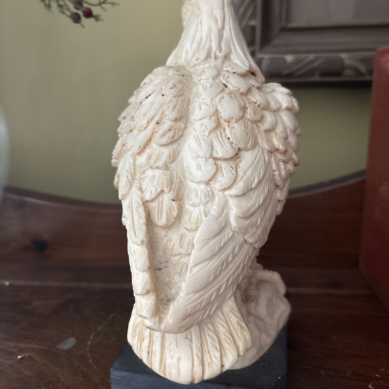 Regal White Eagle Statue by Sculptor A. Santini Classic Figures Italy Signed